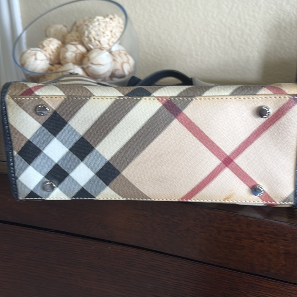 Burberry Black and Cream Mini Tote Bag with Signature Design - Picture 6 of 12
